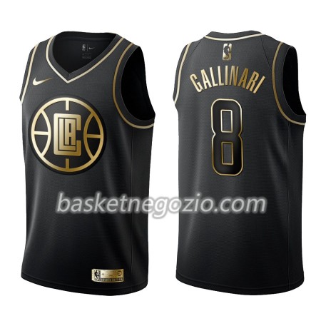 Canotte Uomo Los Angeles Clippers Danilo Gallinari 8 Nike Nero Golden Edition Swingman
